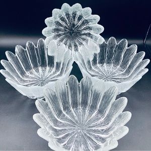 Holmegaard Copenhagen Lg 6” Petal Salad Bowls Sidse Werner Frosted Ice Set of 4